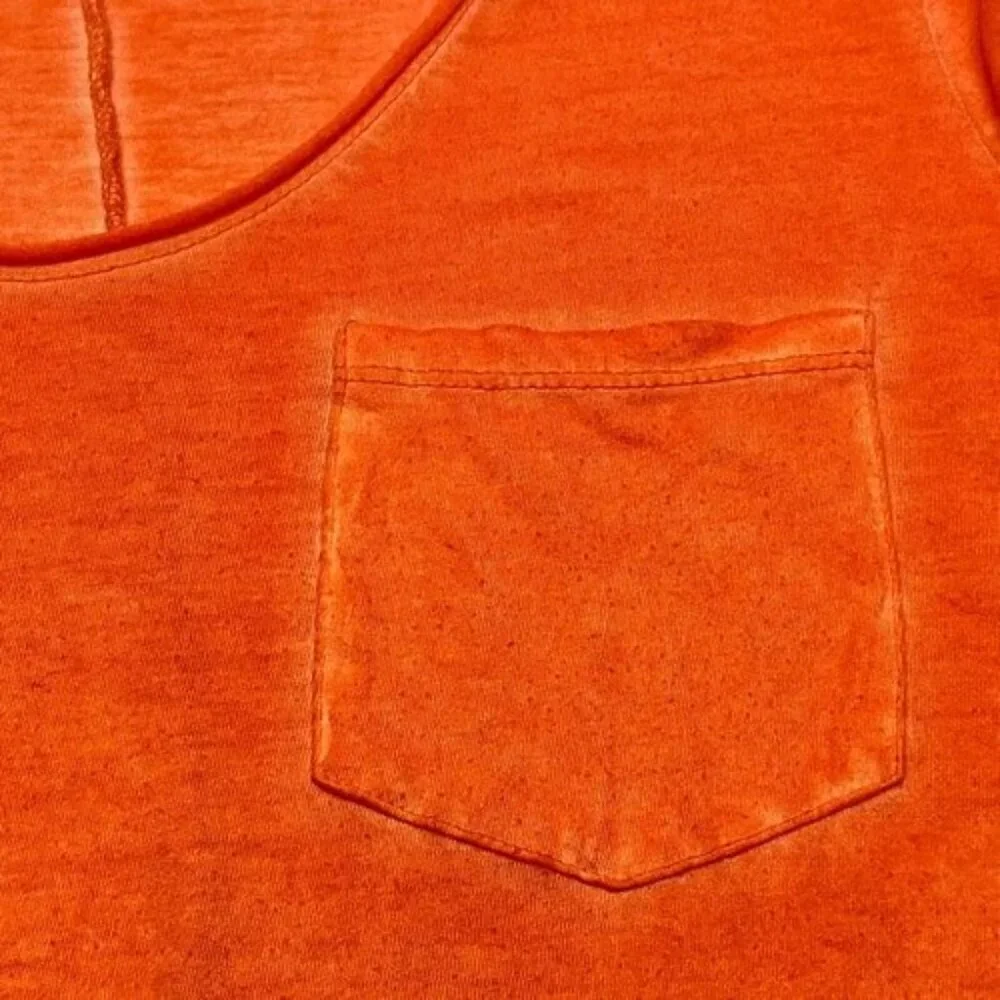 Calvin Klein Women's Medium Slub T-Shirt Bright‎ Orange Short Sleeve V-Neck GUC